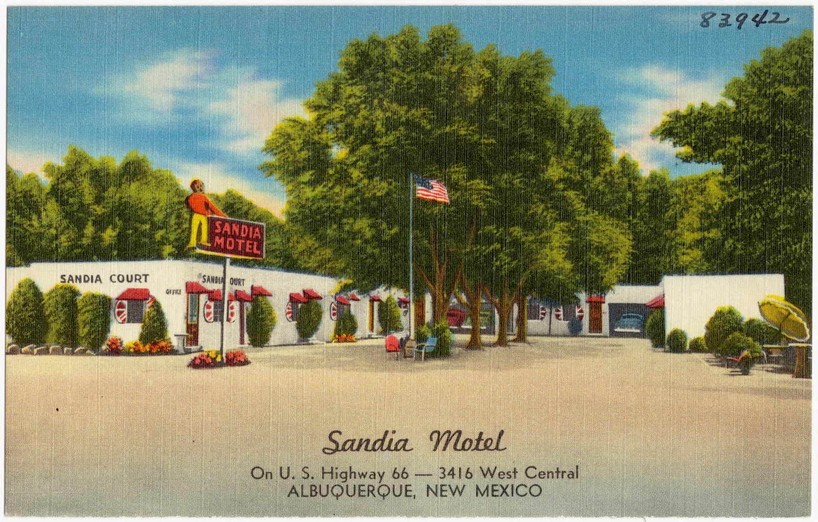 Sandia Motel, on Highway 66 -- 3416 West Central, Albuquerque, New Mexico, Boston Public Library - undated