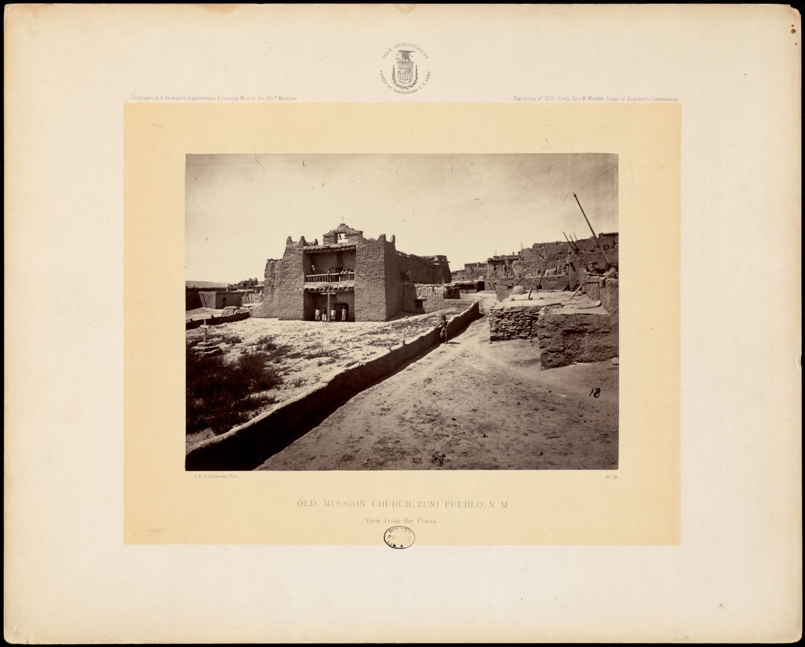 Old mission church, Zuni Pueblo, N.M. View from the plaza, Boston Public Library - undated