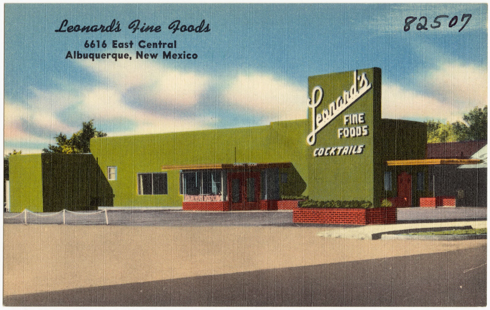Leonard's Fine Foods, 6616 Central Ave. -- East, Albuquerque, New Mexico, Boston Public Library - undated