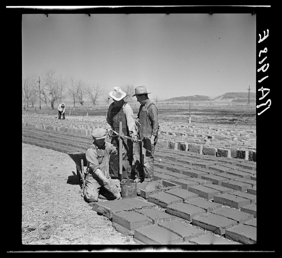 Making adobe brick. Bosque Farms, New Mexico