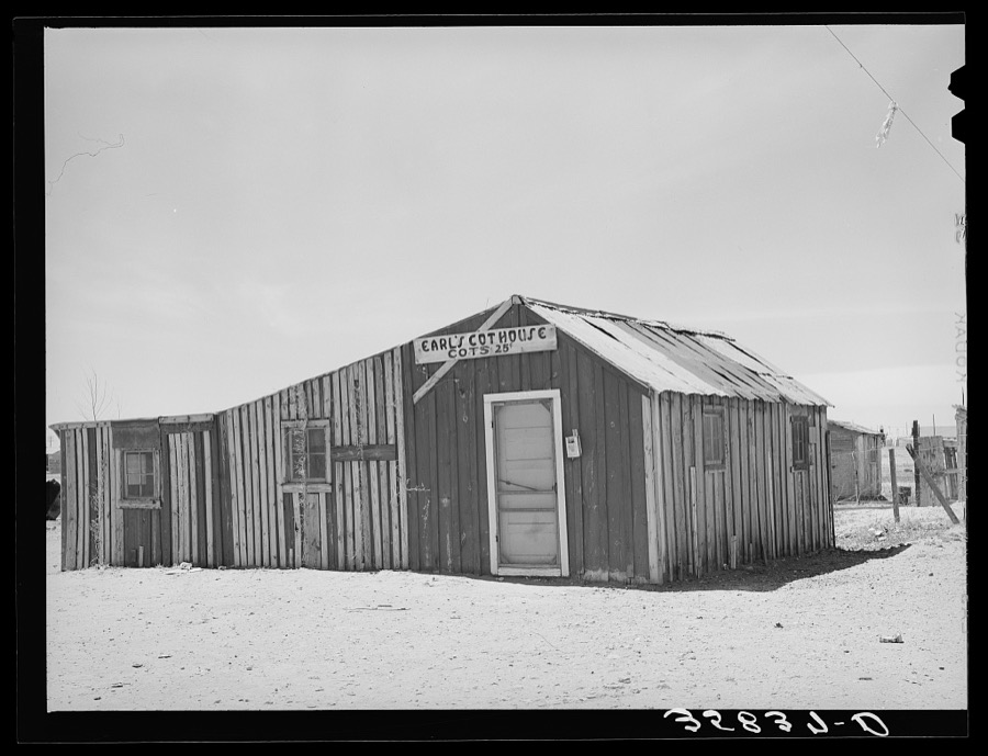 Cot house in the oil town of Hobbs, New Mexico. Hobbs is now experiencing a boom and the cot houses are necessary for the swarms of workers who come in. This is typical of all oil boom towns