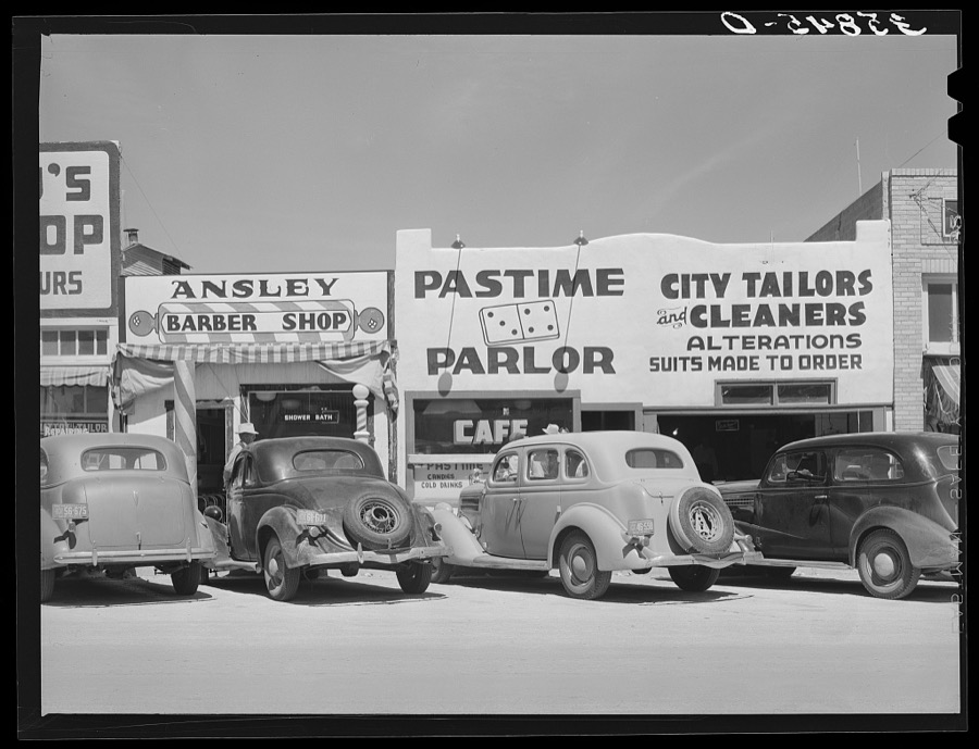 Shops on the main street of the oil boom town. Hobbs, New Mexico