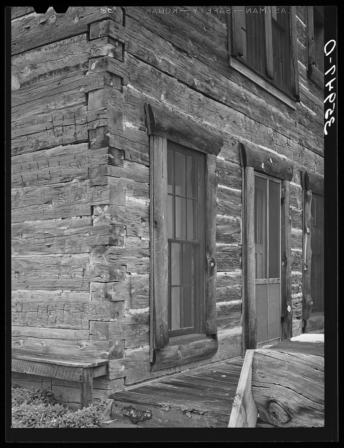 Detail of construction of Navajo Lodge, former ranch house. Datil, New Mexico
