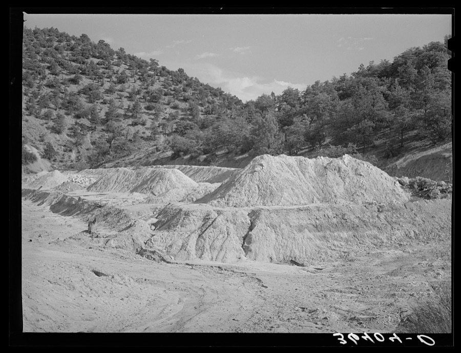 Tailings at abandoned copper mine at Leopold, New Mexico