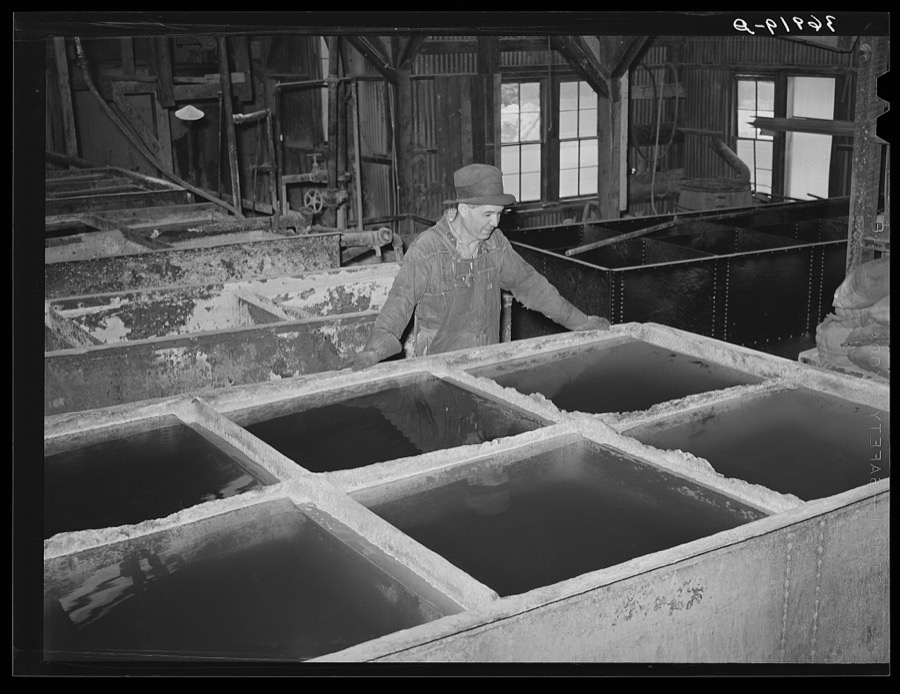 Precipitation tanks at gold mine where gold is precipitated out of cyanide solution. Mogollon, New Mexico