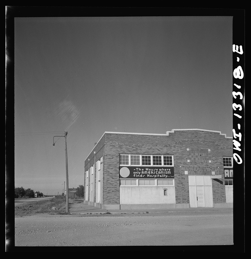 Miscellaneous lot of photographs by Barbara Wright. New Mexico. Clayton, New Mexico. American Legion hall