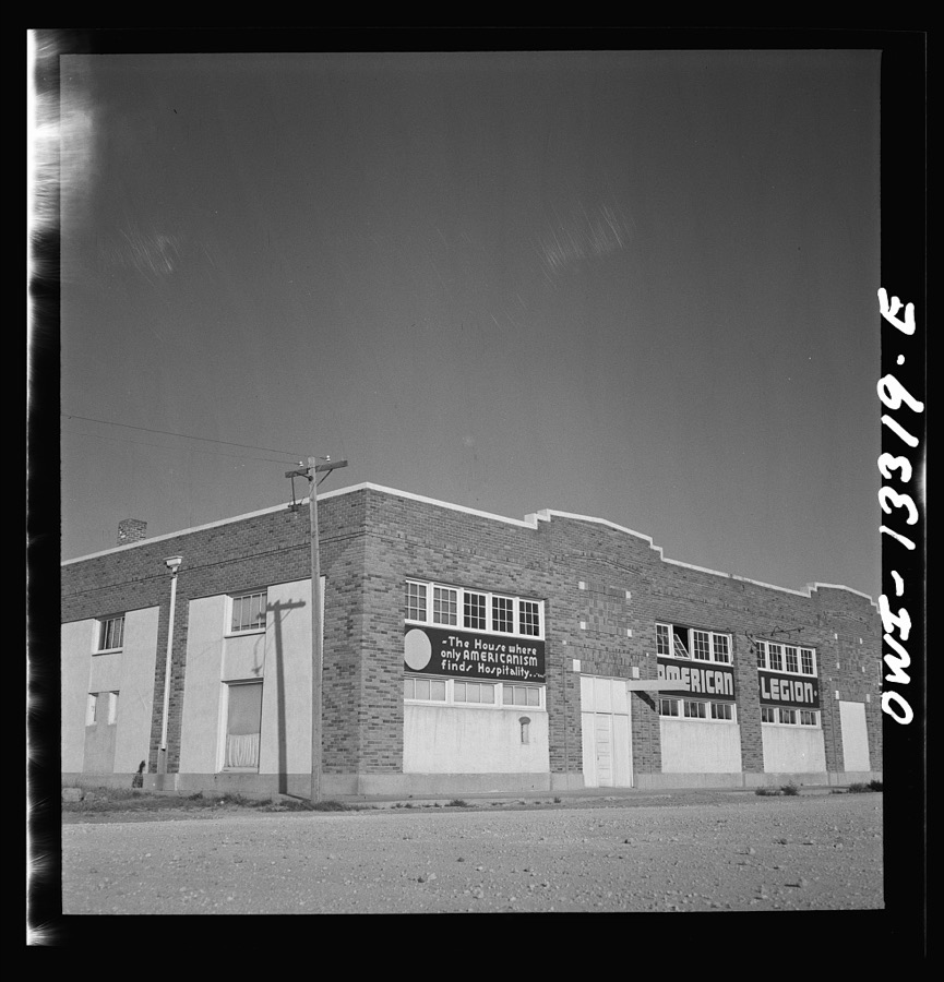 Miscellaneous lot of photographs by Barbara Wright. New Mexico. Clayton, New Mexico. American Legion hall
