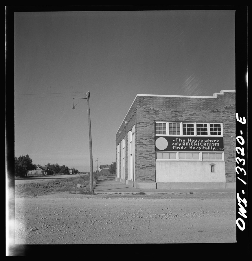 Miscellaneous lot of photographs by Barbara Wright. New Mexico. Clayton, New Mexico. American Legion hall