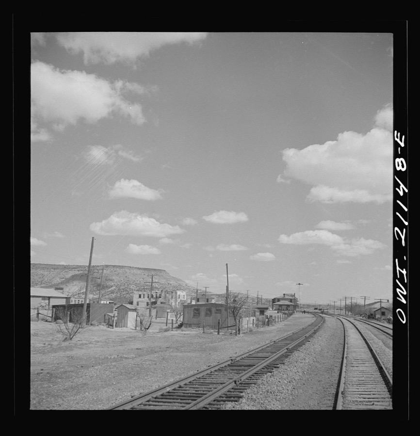 Laguna, New Mexico. Passing through the town along the Atchison, Topeka and Santa Fe Railroad between Belen and Gallup, New Mexico