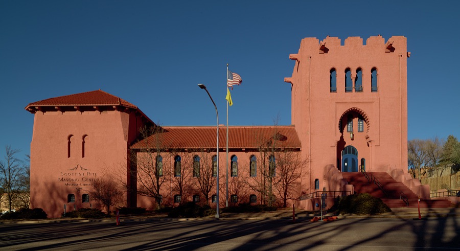 The Scottish Rite Masonic Center in Santa Fe, the capital city of the southwest U.S. state of New Mexico
