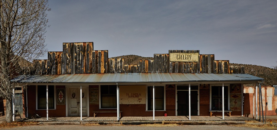Art gallery in the historic district of Lincoln, an unincorporated village in southeast New Mexico that became was the centerpiece of the violent "Lincoln County War involving gunfights among factions of rival store owners, cattlemen, and outlaws, including the infamous Henry McCarty, better known as "Billy the Kid"
