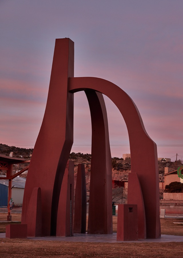 Howard and Kathleen Meehan's "Fire and Ice" sculpture outside the mining museum in the small New Mexico city of Grants, along old U.S. Route 66 between Albuquerque and Gallup