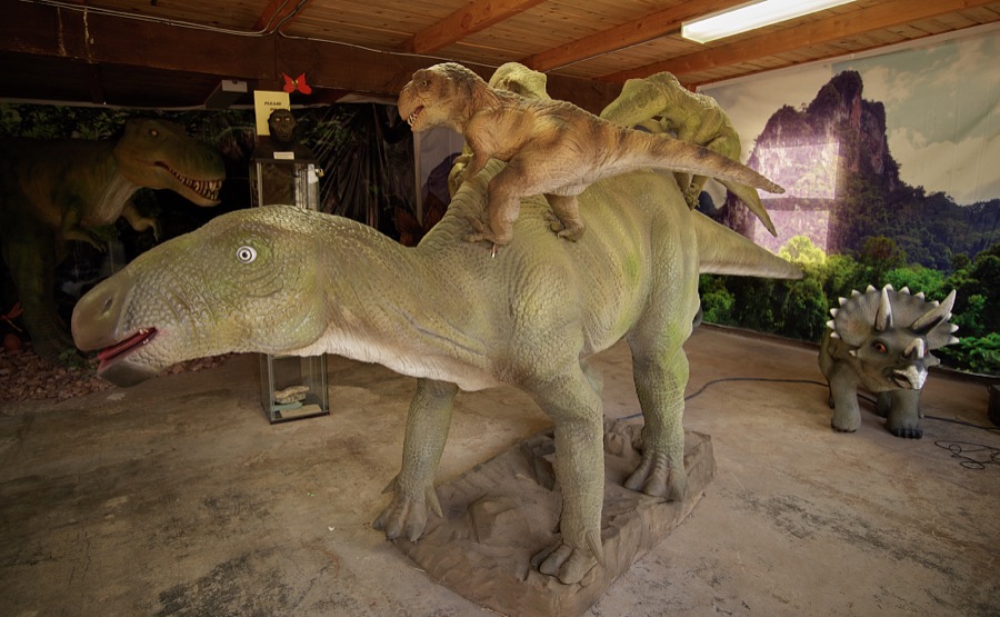Dinosaurs get their own room at Fox Cave (once said to be a hideout for the famous outlaw "Billy the Kid"  Bonney) in Ruidoso, New Mexico