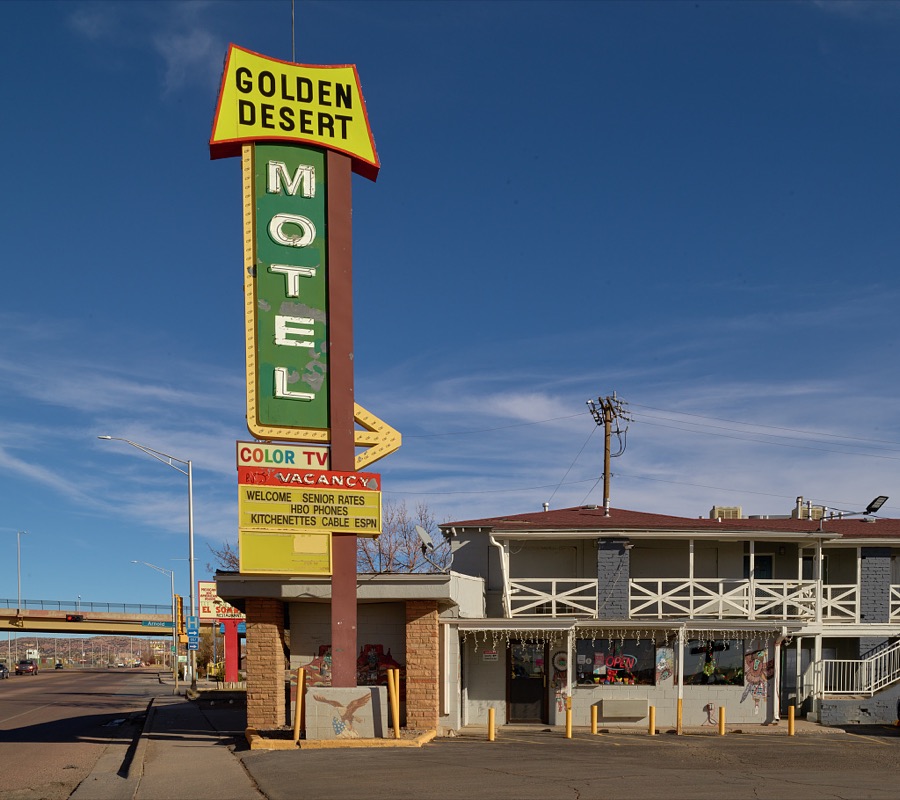 The Golden Desert Motel on historic U.S. Route 66 in Gallup, a small city near the Arizona border in far-western New Mexico