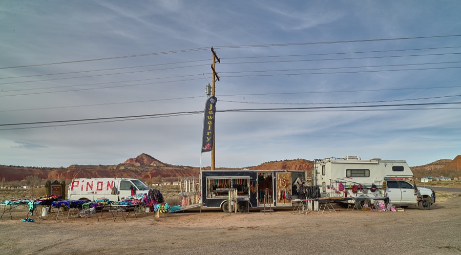 A roadside Indian jewelry and clothing stand in western New Mexico's McKinley County