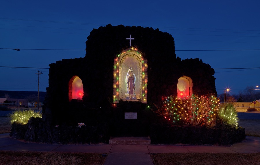 Christmas display on the grounds of St. Teresa of Avila School in the small New Mexico city of Grants, along old U.S. Route 66 between Albuquerque and Gallup