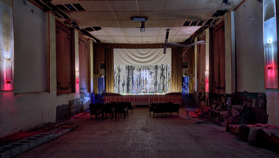 This is what's left in early 2021 inside the Lyric Theatre, in the small south-central New Mexico town of Carrizozo, with a population of 1,000 or so