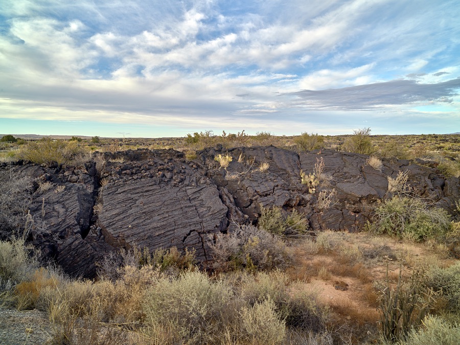 "Rocks" of once-molten lava that exploded from nearby Little Black Mountain 5,000 or so years ago, or relatively recently in geological terms, fill what is now called the Valley of Fires in the Tularosa Basin near the south-central New Mexico city of Carrizozo