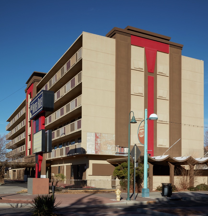 The old, mid-priced Downtowner Motor Inn, renovated and upgraded into the Hotel Blue in Albuquerque, the largest city in New Mexico