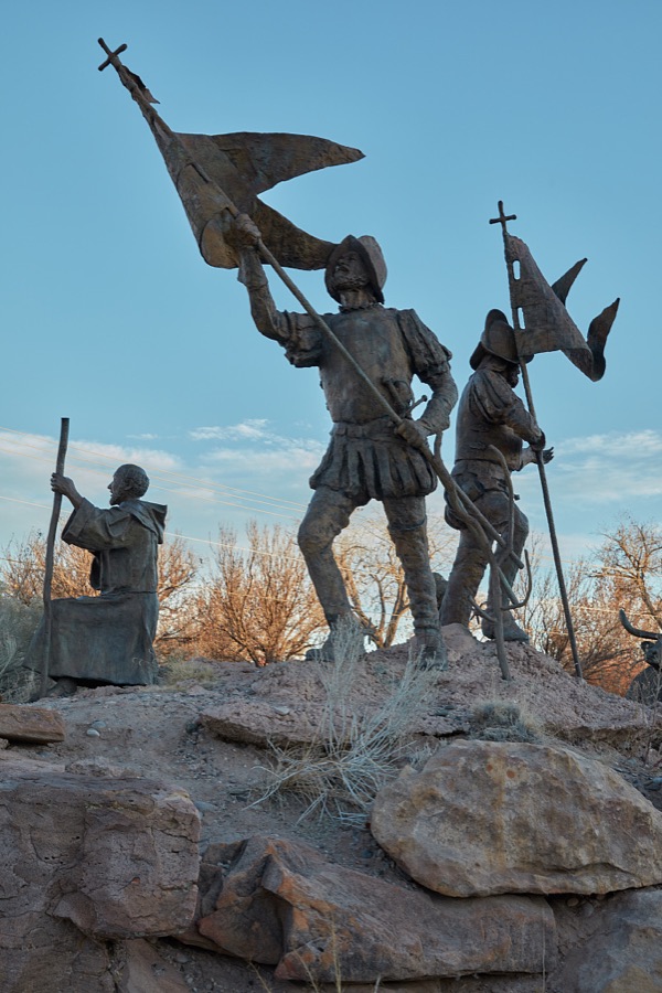 Part of the epic, controversial, 2005 sculpture grouping "La Jornada," by artists Sonny Rivera and Betty Sabo, in Albuquerque, the largest city in New Mexico