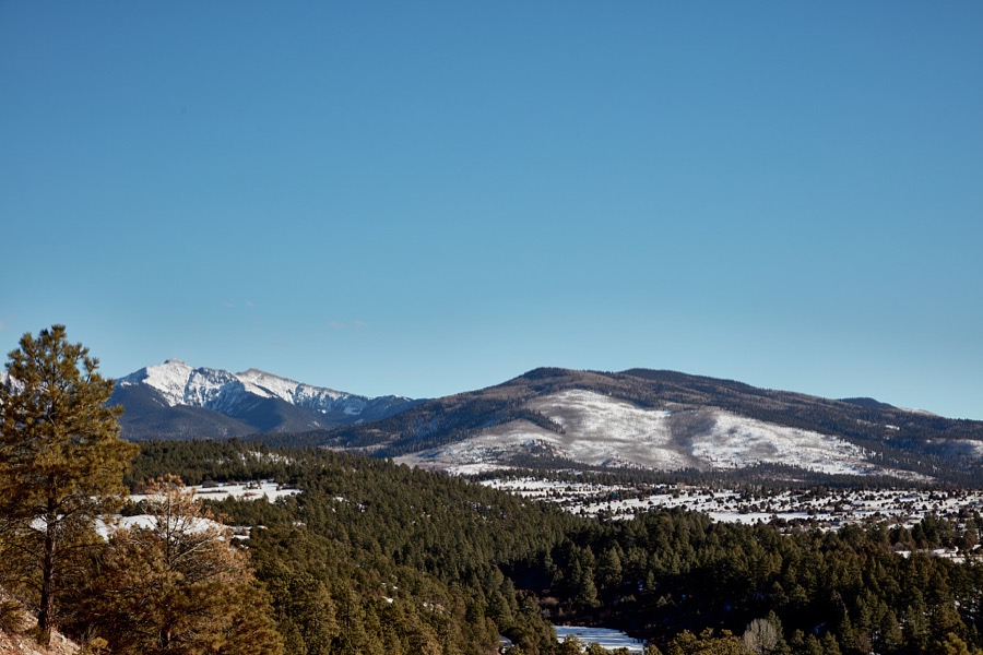 Mountain view near the community of Truchas, about halfway along what's called the "High Road," a winding route through the Sangre de Cristo Mountains to and from the New Mexico capital city of Santa Fe and the art and shopping mecca of Taos