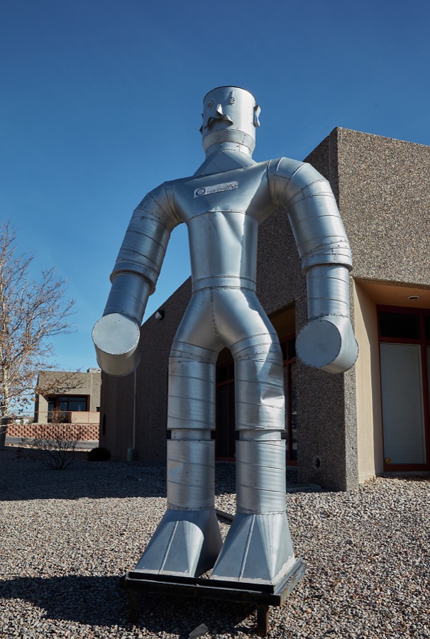 This aptly strong and sturdy figure stands outside the Sheet Metal Workers Local Union No. 49 building in Albuquerque, New Mexico