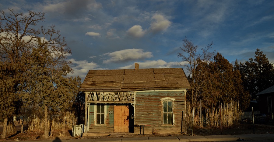 An old, abandoned house in Socorro, a small city in central New Mexico