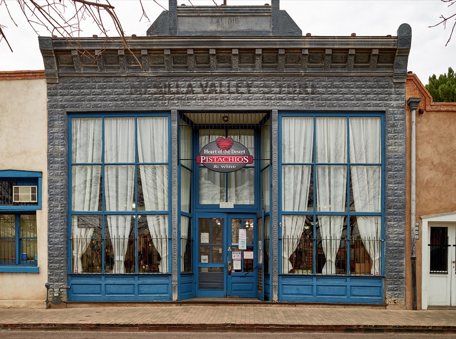The Heart of the Desert nut and wine shop in the old Mesilla Valley Store on the plaza of Mesilla (locally called Old Mesilla), a historic town adjacent to Las Cruces, the hub city of southern New Mexico