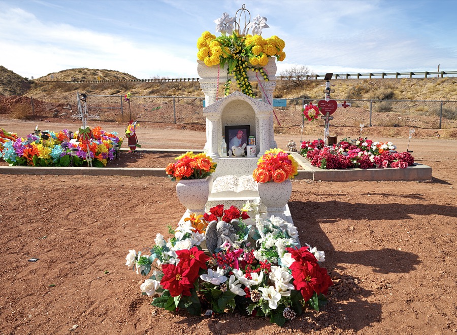 Scene at a humble, unmarked country cemetery in Sierra County, New Mexico