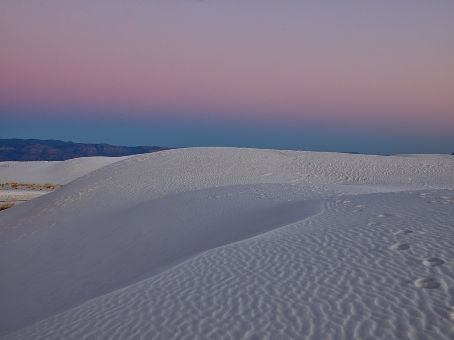 The site's trademark rippling waves accent the experience at White Sands National Park in southern New Mexico's Tularosa Basin