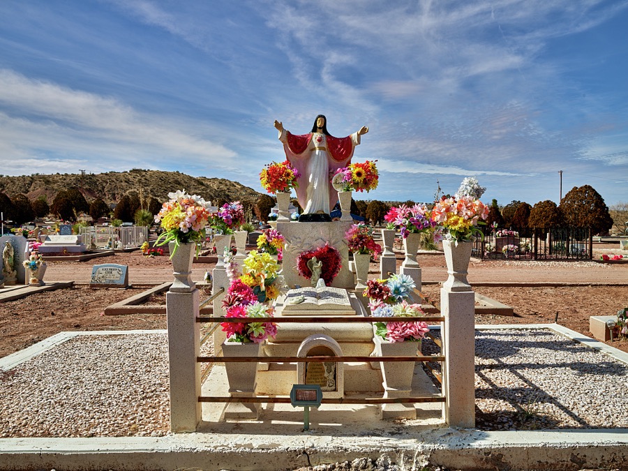 Scene at a humble, unmarked country cemetery in Sierra County, New Mexico