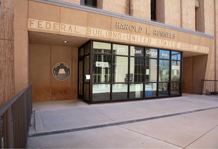 Exterior entrance of the Harold L. Runnels Federal Building in Las Cruces, New Mexico