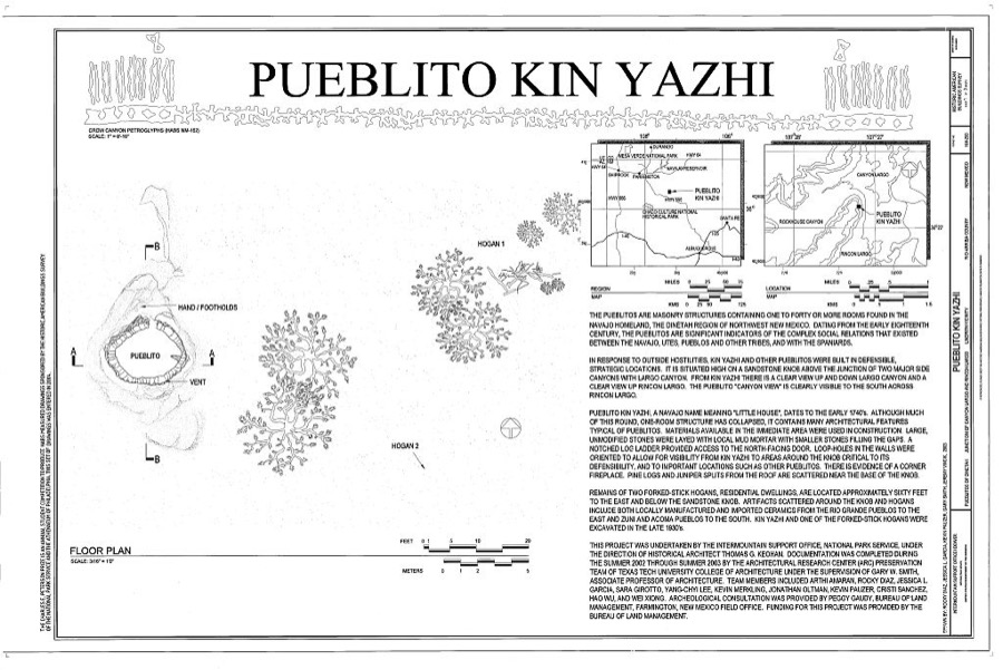 Pueblito Kin Yazhi, Junction of Canyon Largo & Rincon Largo, Tierra Amarilla, Rio Arriba County, NM
