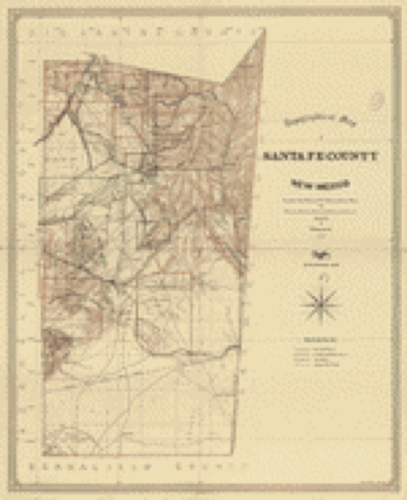 Land ownership map, 1883 - Topographical map of Santa Fe County, New Mexico