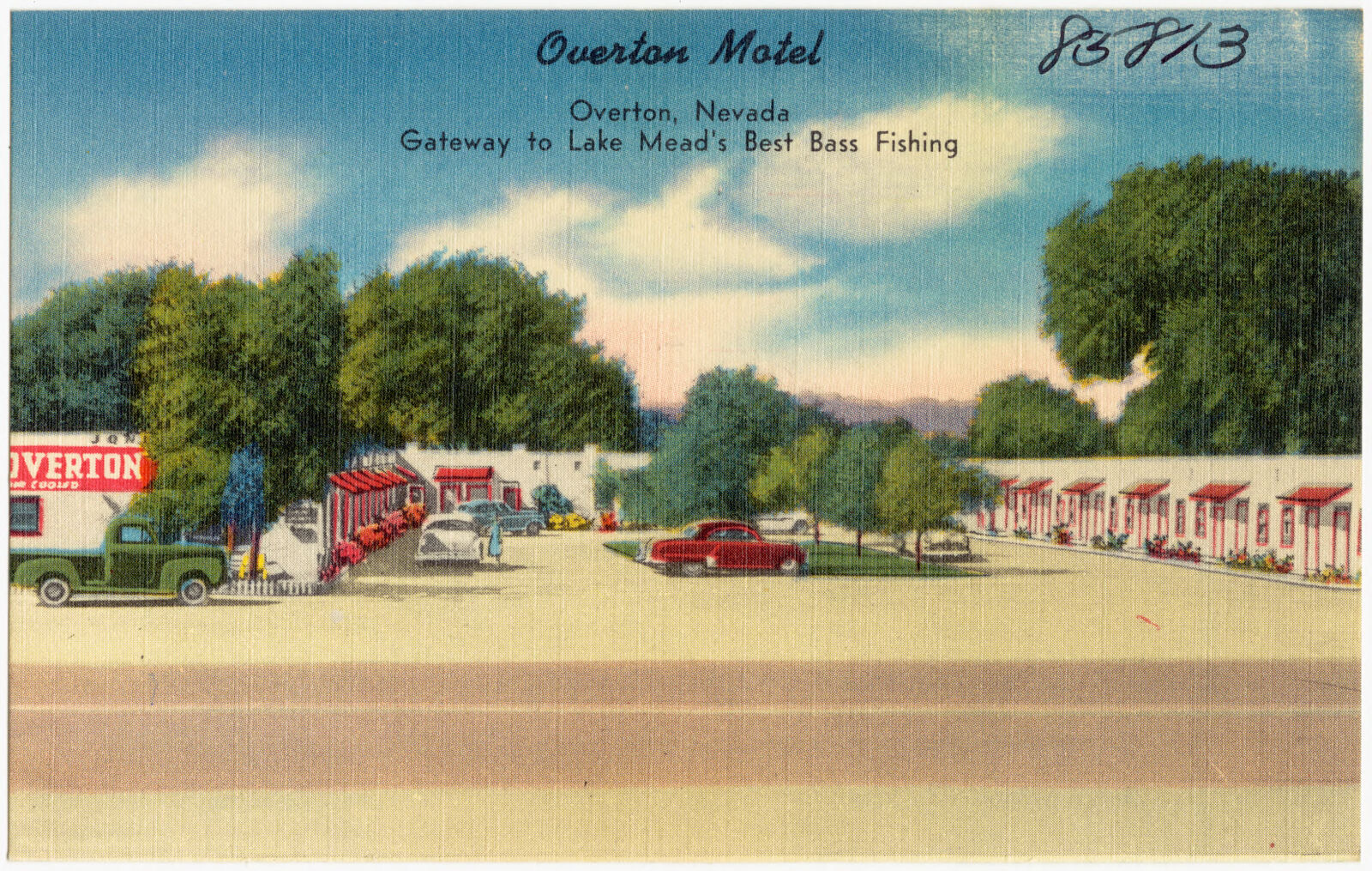 Overton Motel, Overton, Nevada. Gateway to Lake Mead's best Bass fishing, Boston Public Library - undated