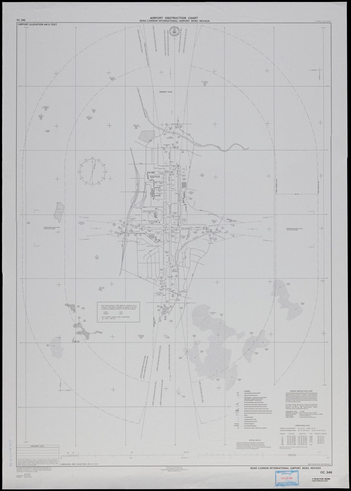 Airport obstruction chart, OC 346, Reno Cannon International Airport, Reno, Nevada, Boston Public Library - undated