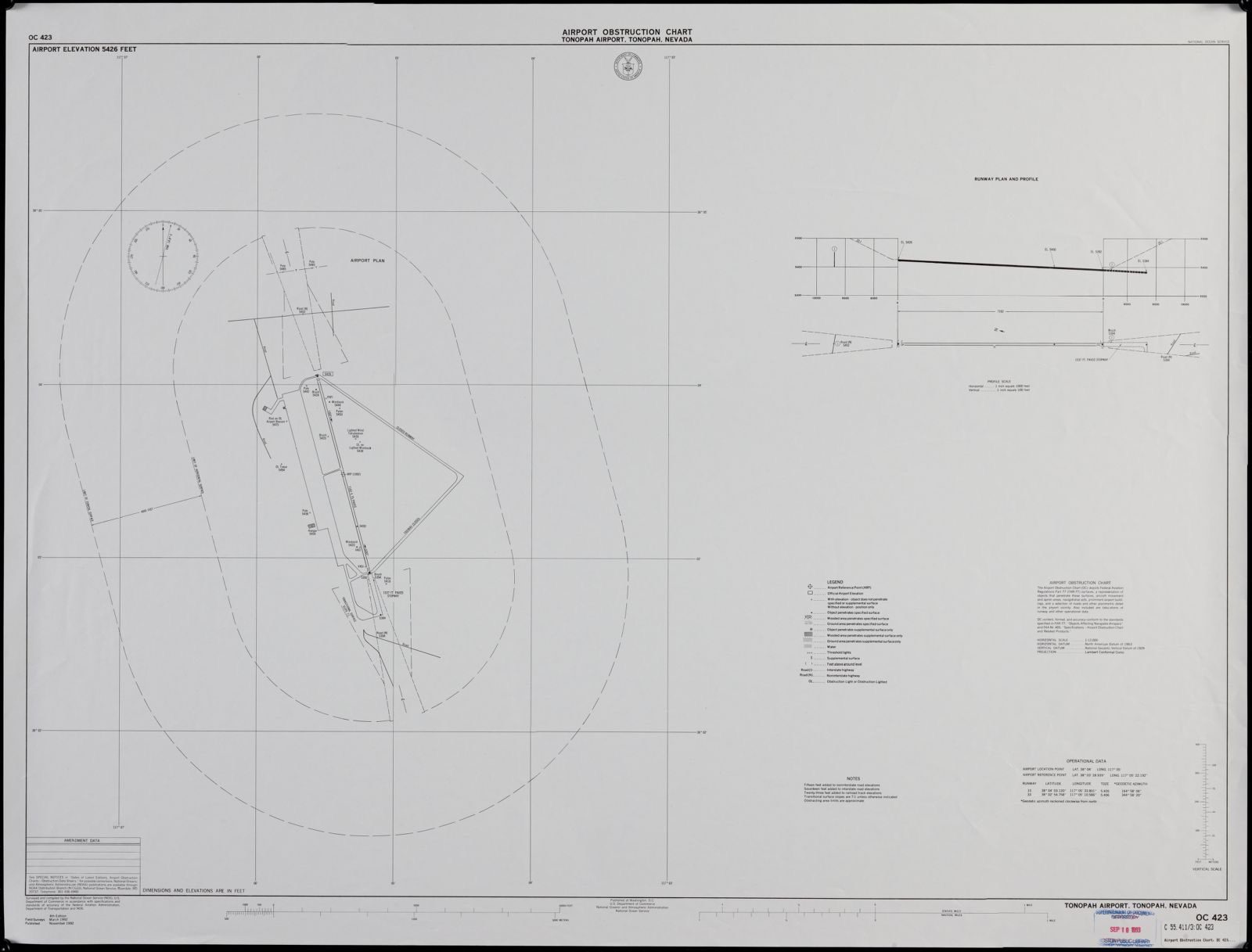 Airport obstruction chart, OC 423, Tonopah Airport, Tonopah, Nevada, Boston Public Library - undated