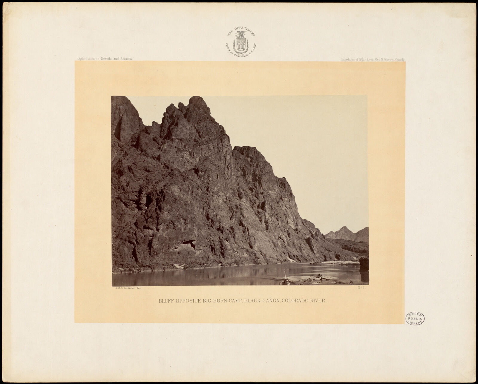 Bluff opposite Big Horn Camp, Black Cañon, Colorado River, Boston Public Library - undated