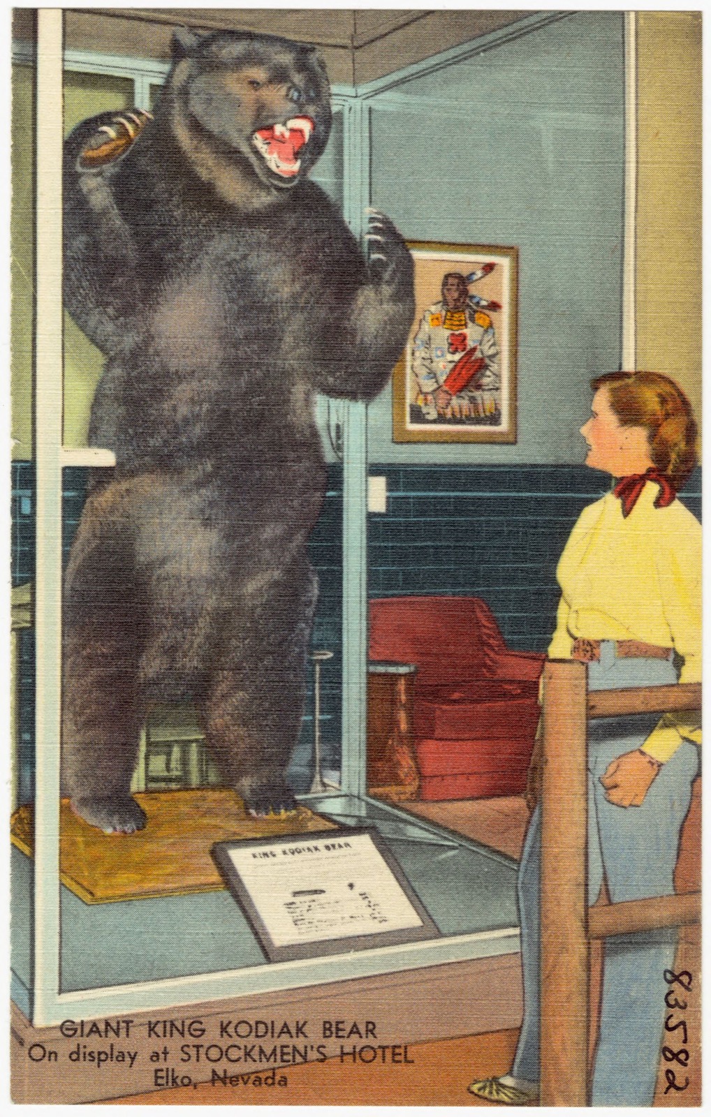 Giant King Kodak Bear, on display at Stockmen's Hotel, Elko, Nevada, Boston Public Library - undated
