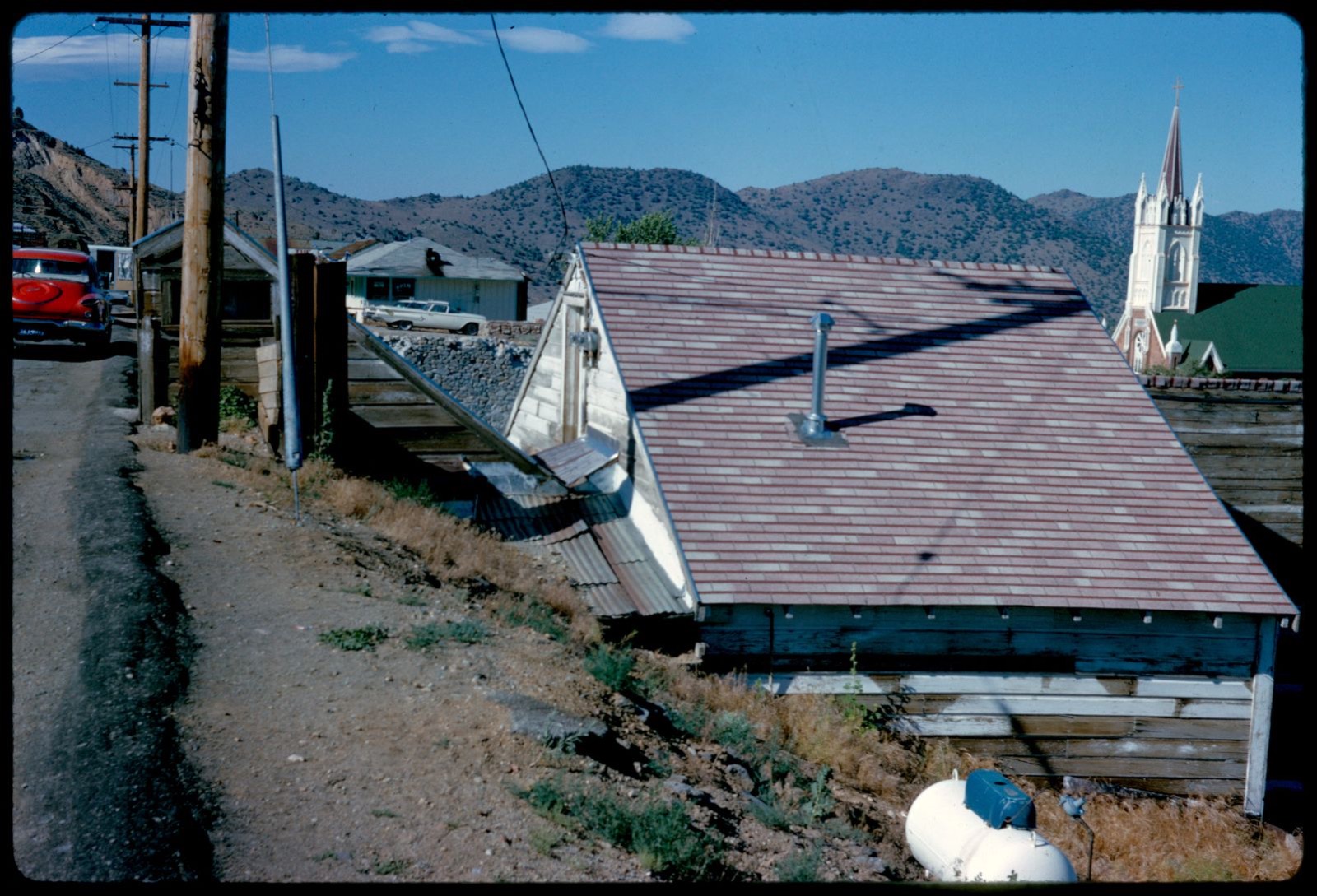 Roof of building near St. Mary's in the Mountains Catholic Church, Virginia City, Nevada, Boston Public Library - undated