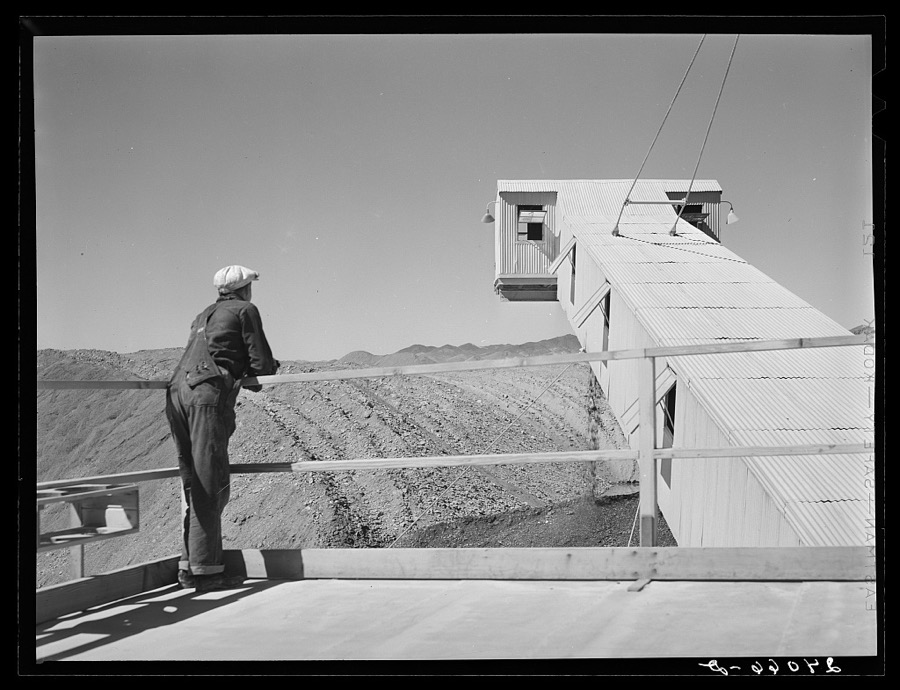 Tailing pile left by gold dredge. Nye County, Nevada