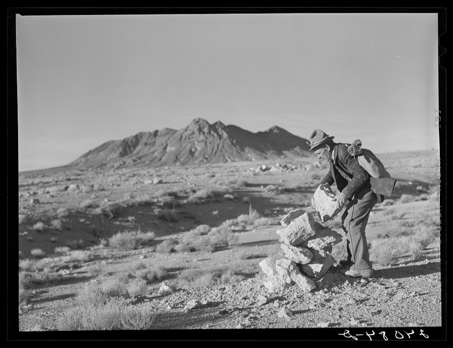 Prospector marking his claim. Esmeralda County, Nevada