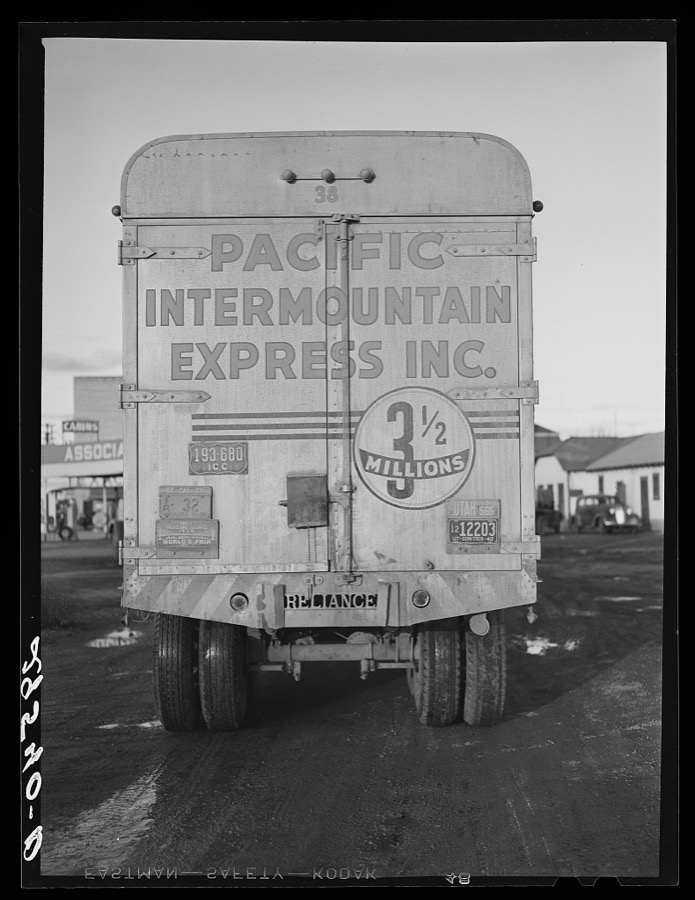 Rear of interstate truck. Elko, Nevada