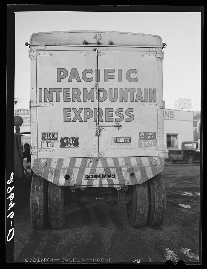Rear of interstate truck. Elko, Nevada