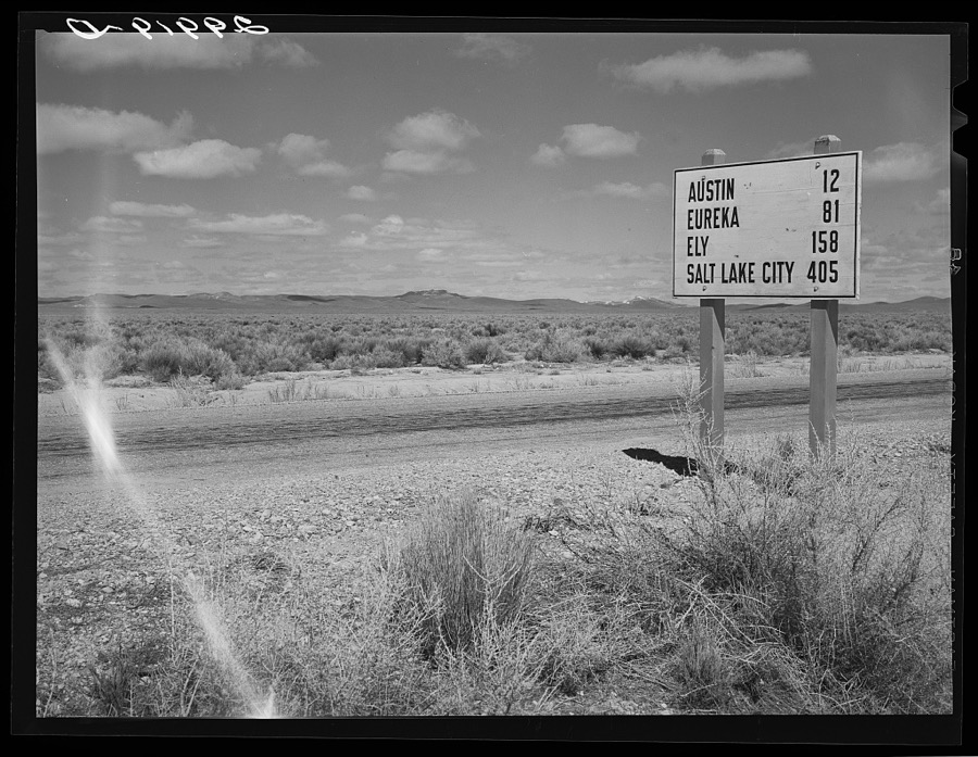 Road through desert. Lander County, Nevada