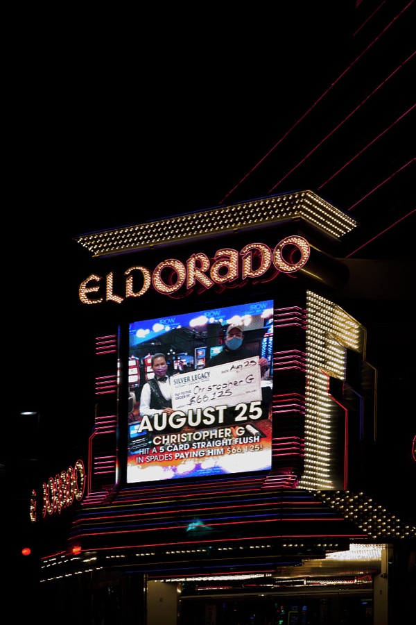Sign for the Eldorado Resort Casino in Reno, a northern Nevada city that would be the state's gambling capital were it not for the worldwide mega-attraction that is Las Vegas, 439 miles to the south in the state