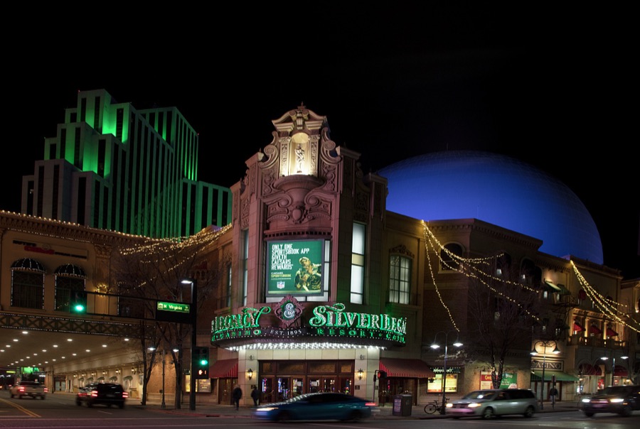 The Silver Legacy resort casino in Reno, a northern Nevada city that would be the state's gambling capital were it not for the worldwide mega-attraction that is Las Vegas, 439 miles to the south in the state