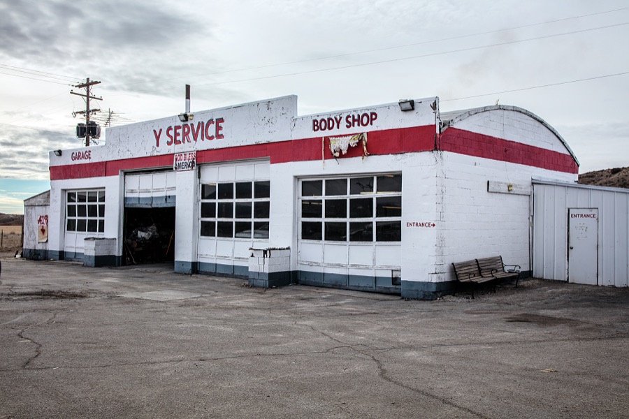 An old but still functioning garage and repair shop in the Southeast Nevada town of Panaca