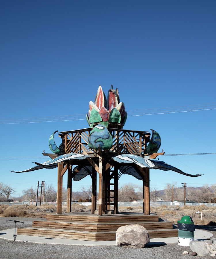 An unexplained kiosk on a roadside in Fernley, a small city in northwest Nevada
