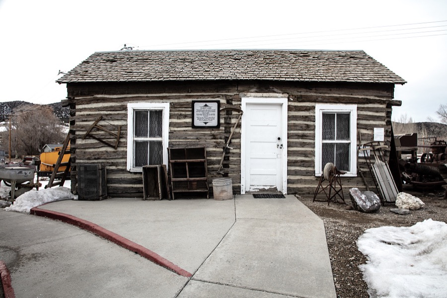 An 1880s cabin that once belonged to Ed Gilbert, the town constable, and his family, displayed at the White Pine Public Museum in Ely, a remote Nevada mountain town that was once a stagecoach stop and Pony Express station near the Utah border